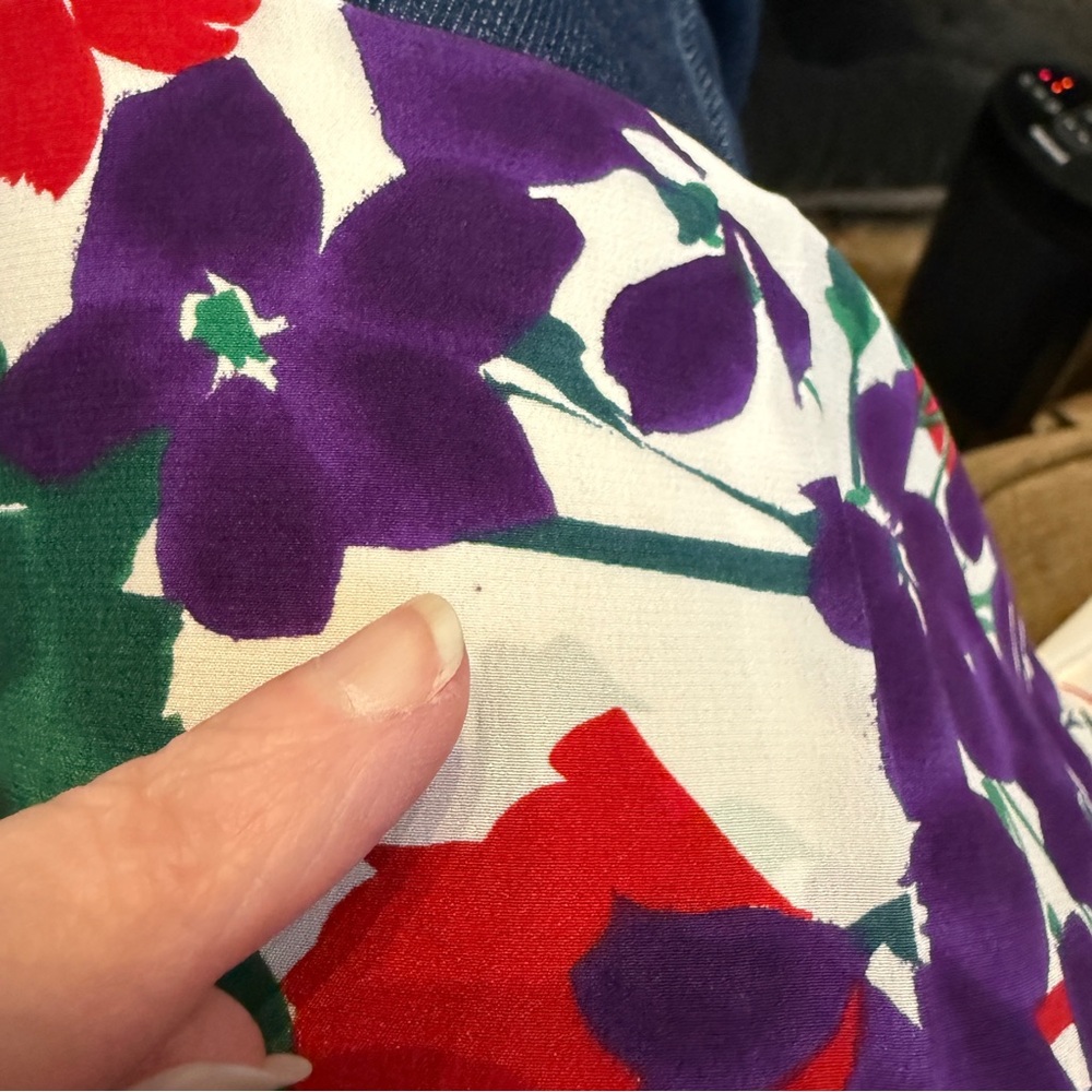 Jaeger silk scarf floral purple red white green pink gold - Picture 10 of 12